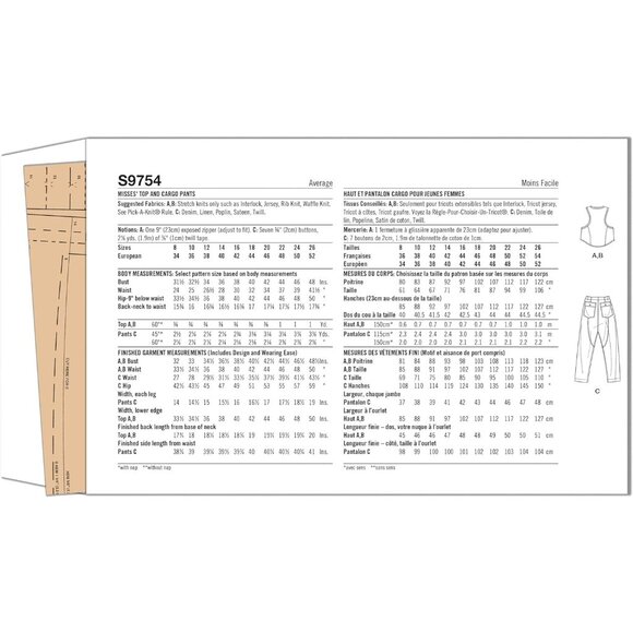 Sewing Pattern Simplicity S9754 Shirt Top Cargo Pants mimi g Misses Size 8-16 - Picture 2 of 9